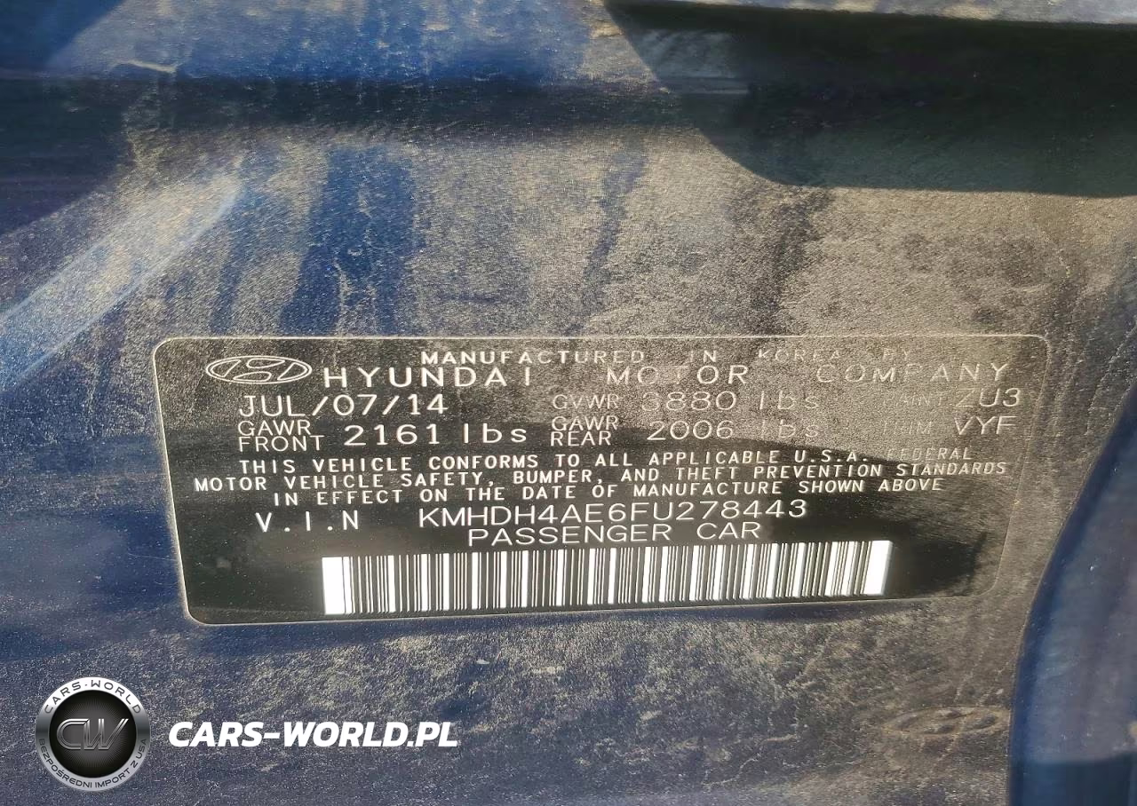 2015 Hyundai Elantra Se VIN:KMHDH4AE6FU278443 - 12