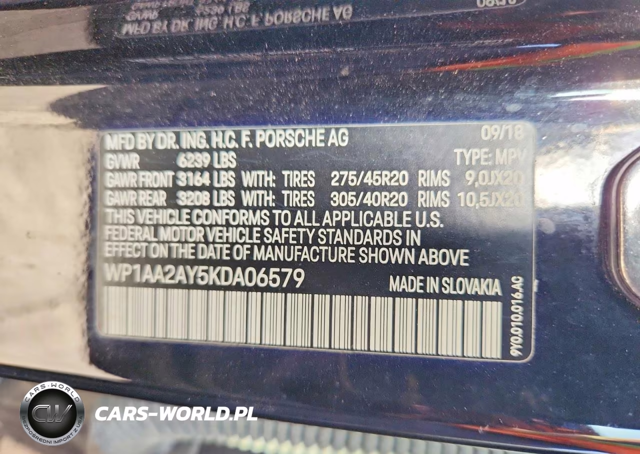 2019 Porsche Cayenne VIN:WP1AA2AY5KDA06579 - 13