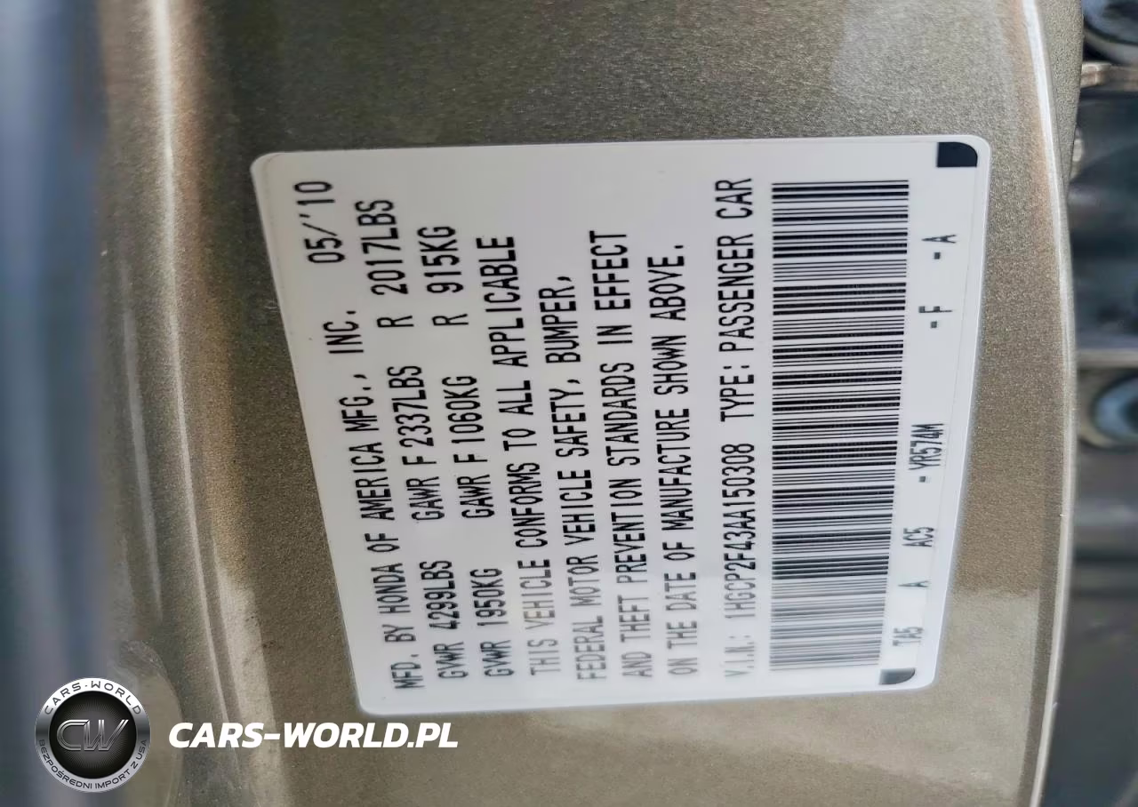 2010 Honda Accord Lxp VIN:1HGCP2F43AA150308 - 12
