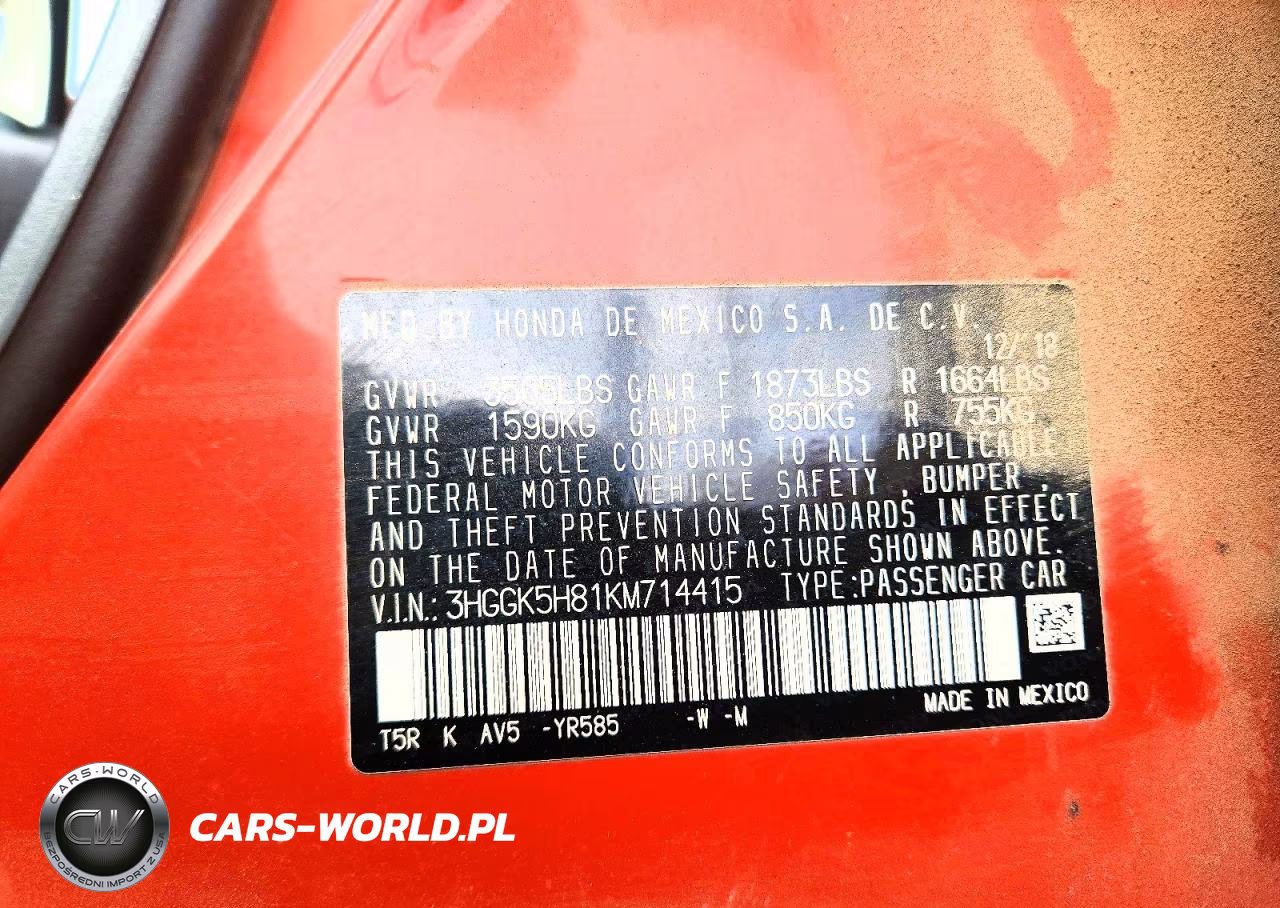 2019 Honda Fit Ex VIN:3HGGK5H81KM714415 - 14