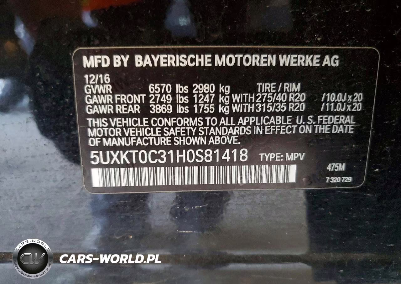 2017 BMW X5 Xdr40E VIN:5UXKT0C31H0S81418 - 13