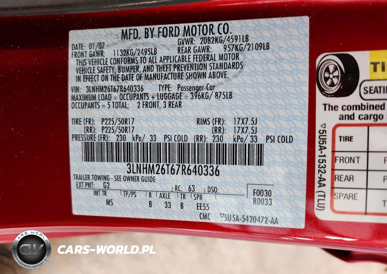 2007 Lincoln Mkz VIN:3LNHM26T67R640336 - 12