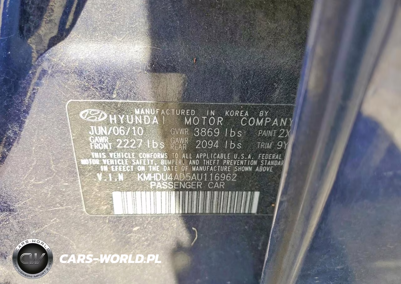 2010 Hyundai Elantra Gls VIN:KMHDU4AD5AU116962 - 12