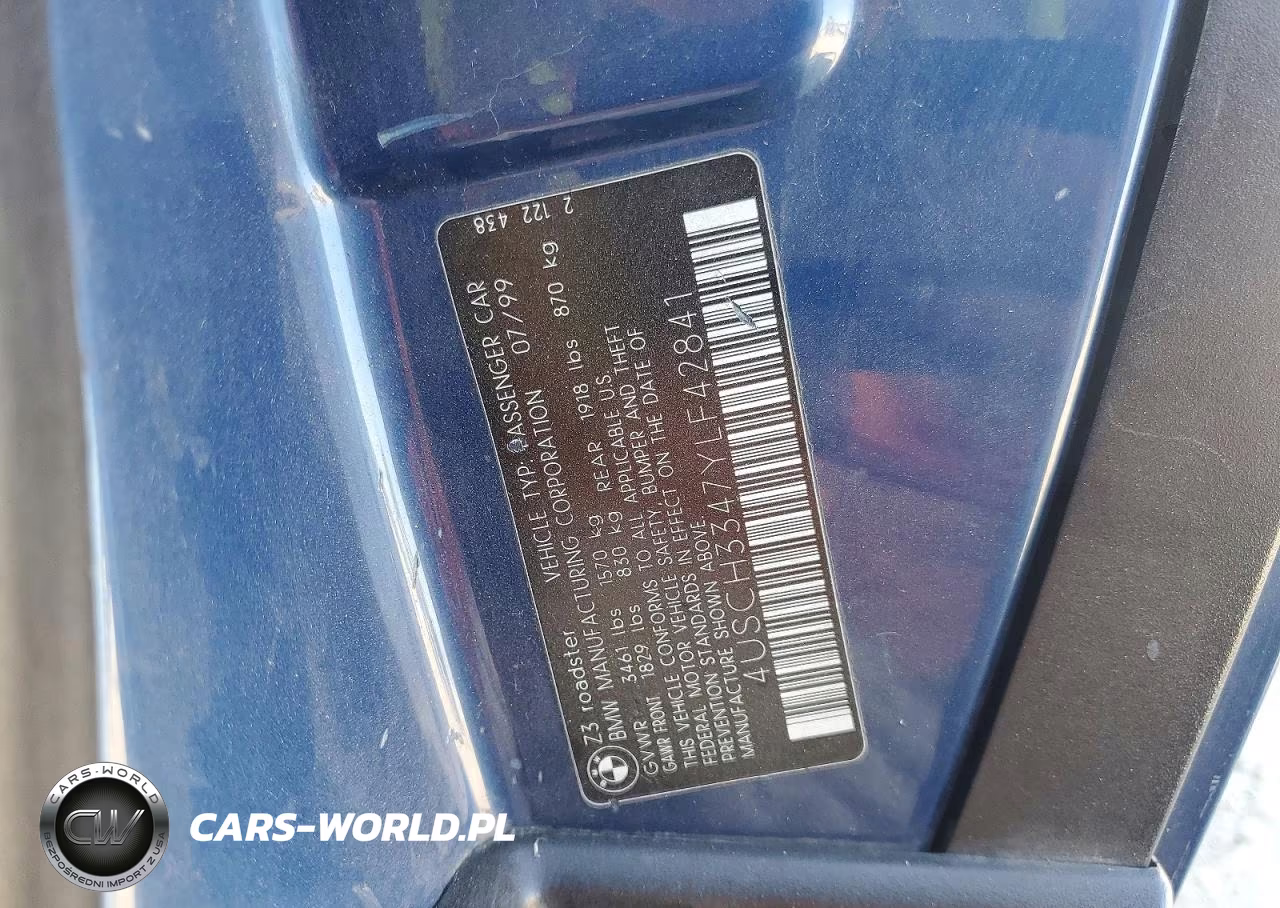2000 BMW Z3 2.8 VIN:4USCH3347YLF42841 - 12