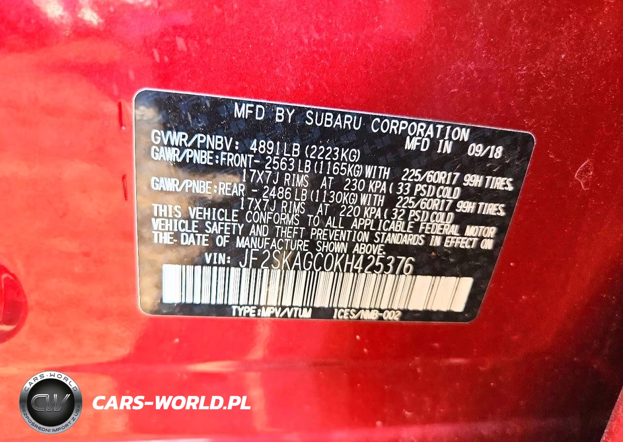 2019 Subaru Forester Premium VIN:JF2SKAGC0KH425376 - 13
