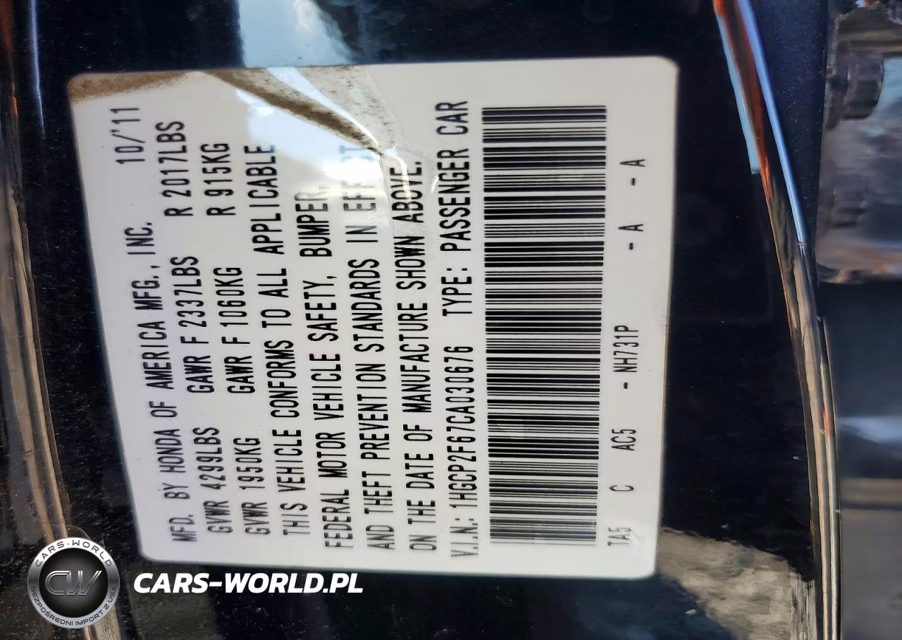 2012 Honda Accord Se VIN:1HGCP2F67CA030676 - 12