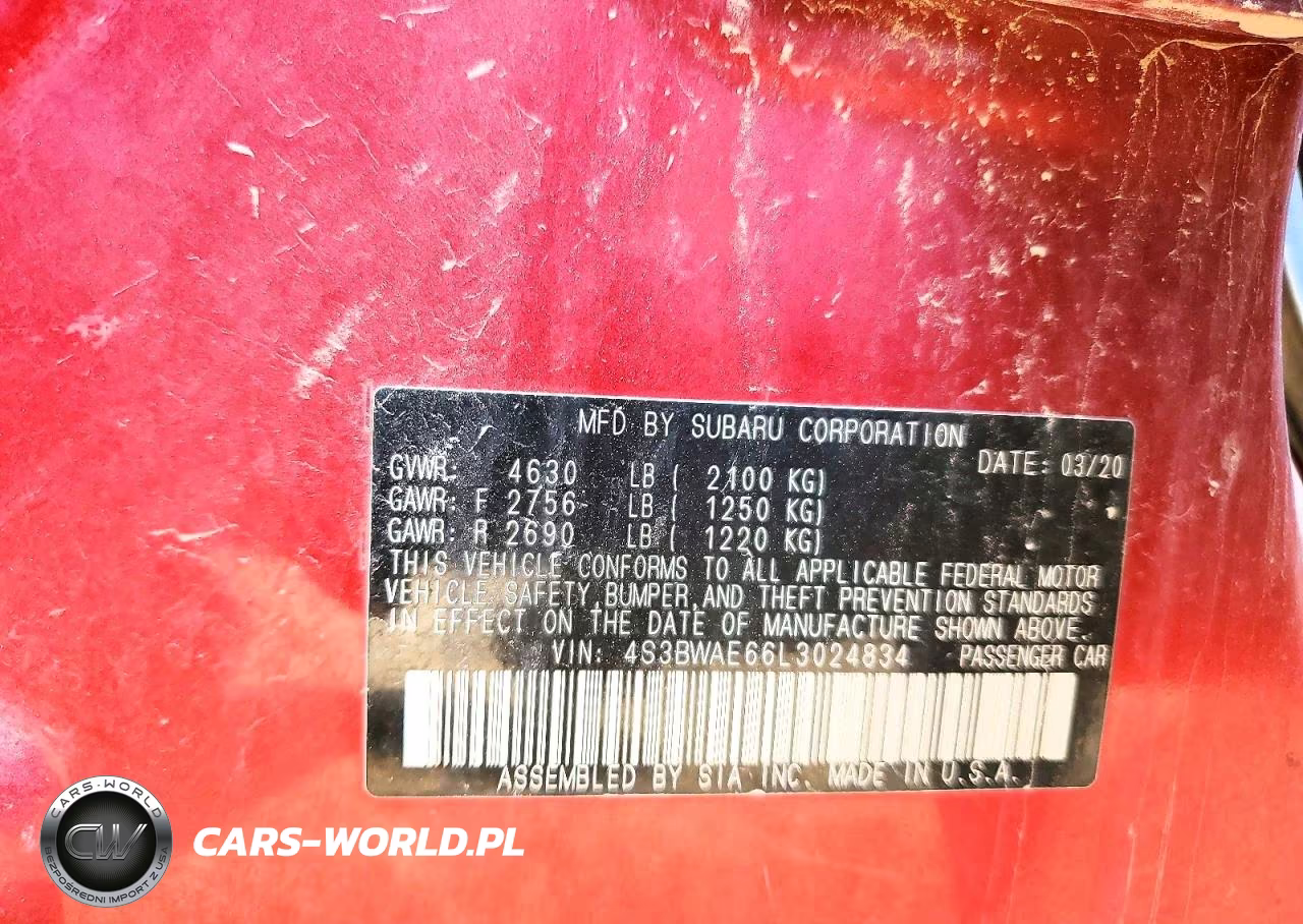 2020 Subaru Legacy Premium VIN:4S3BWAE66L3024834 - 13