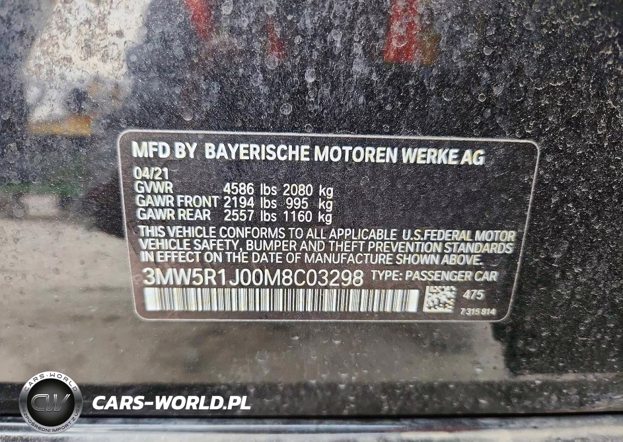 2021 BMW 330I VIN:3MW5R1J00M8C03298 - 12