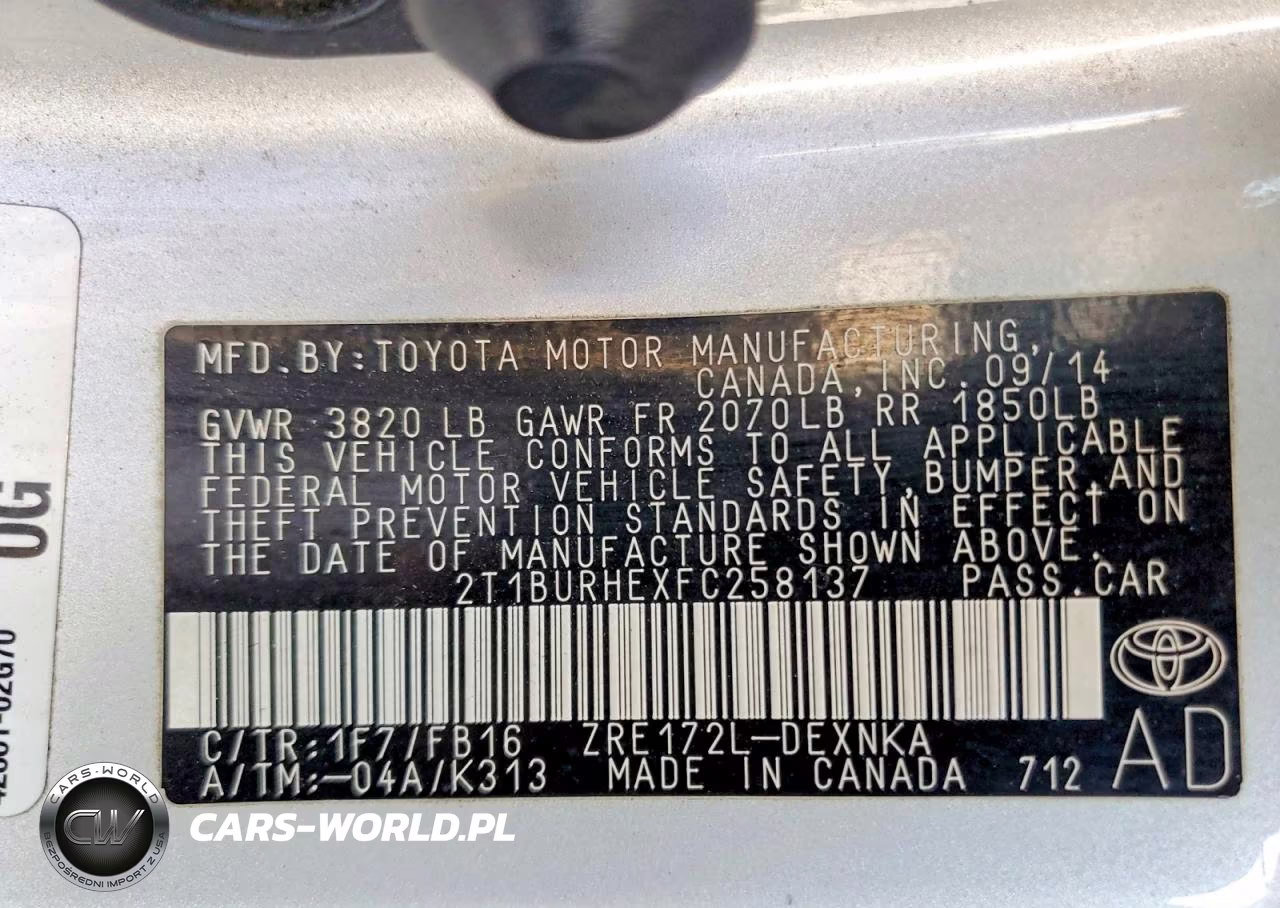 2015 Toyota Corolla Le VIN:2T1BURHEXFC258137 - 12