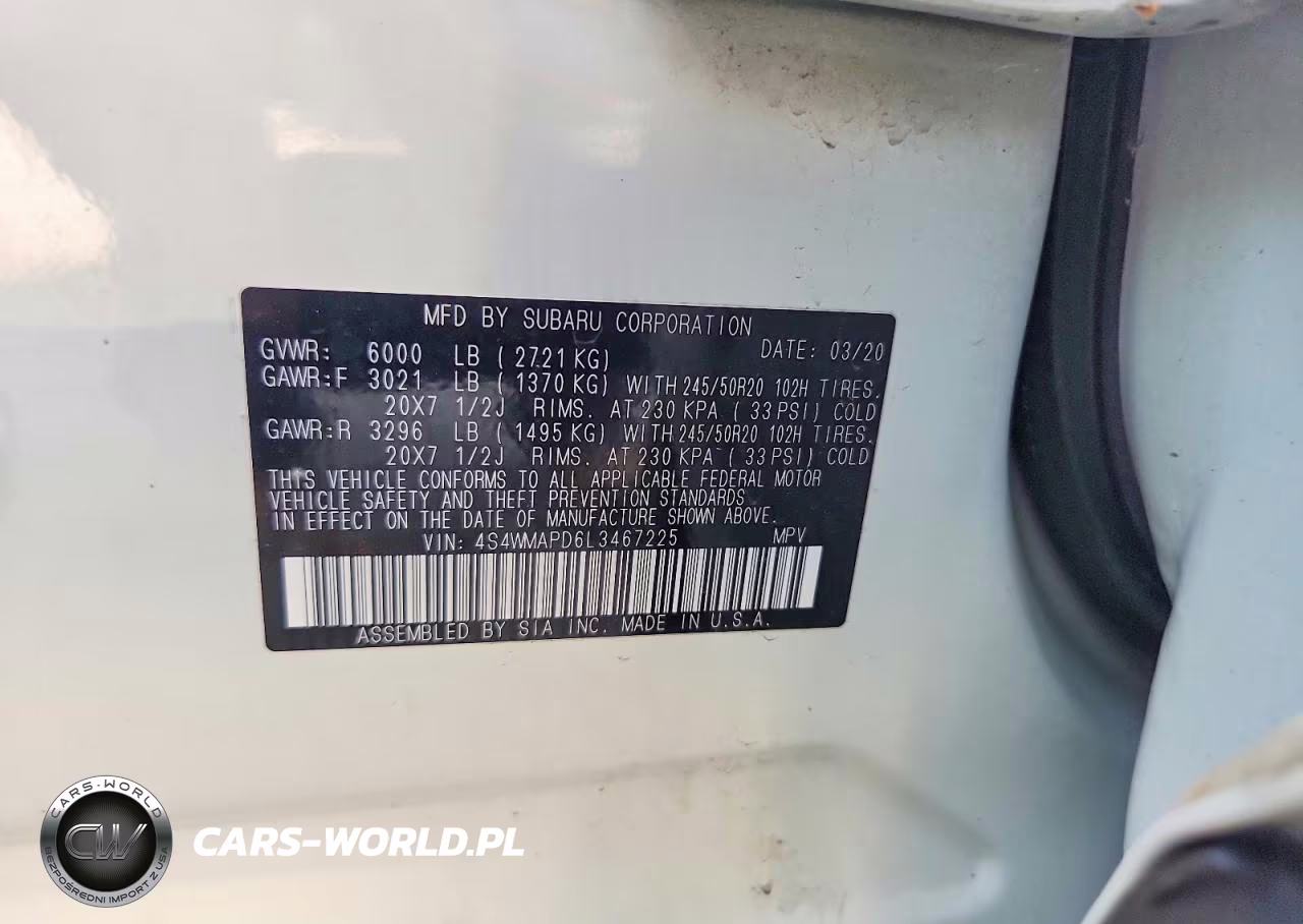 2020 Subaru Ascent Limited VIN:4S4WMAPD6L3467225 - 14