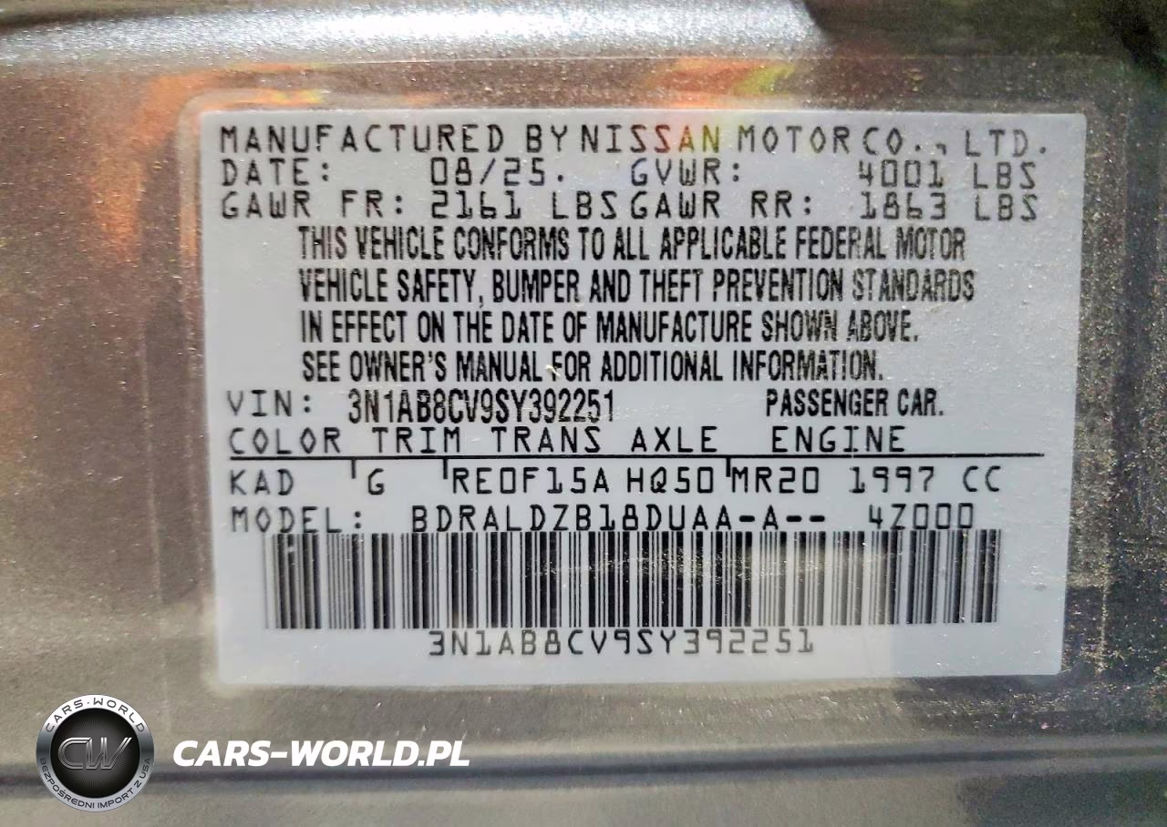 2025 Nissan Sentra Sv VIN:3N1AB8CV9SY392251 - 13