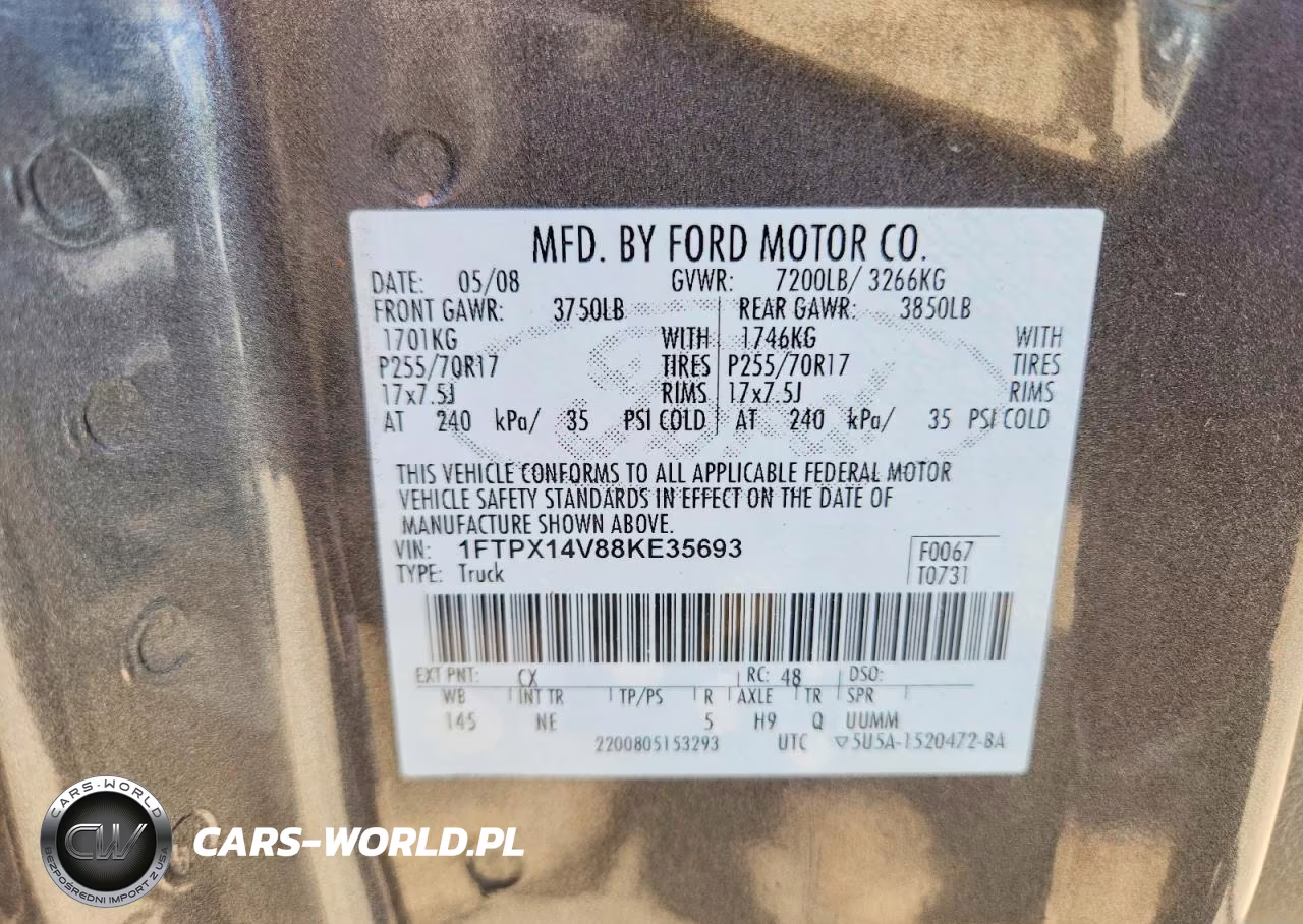2008 Ford F150 VIN:1FTPX14V88KE35693 - 12