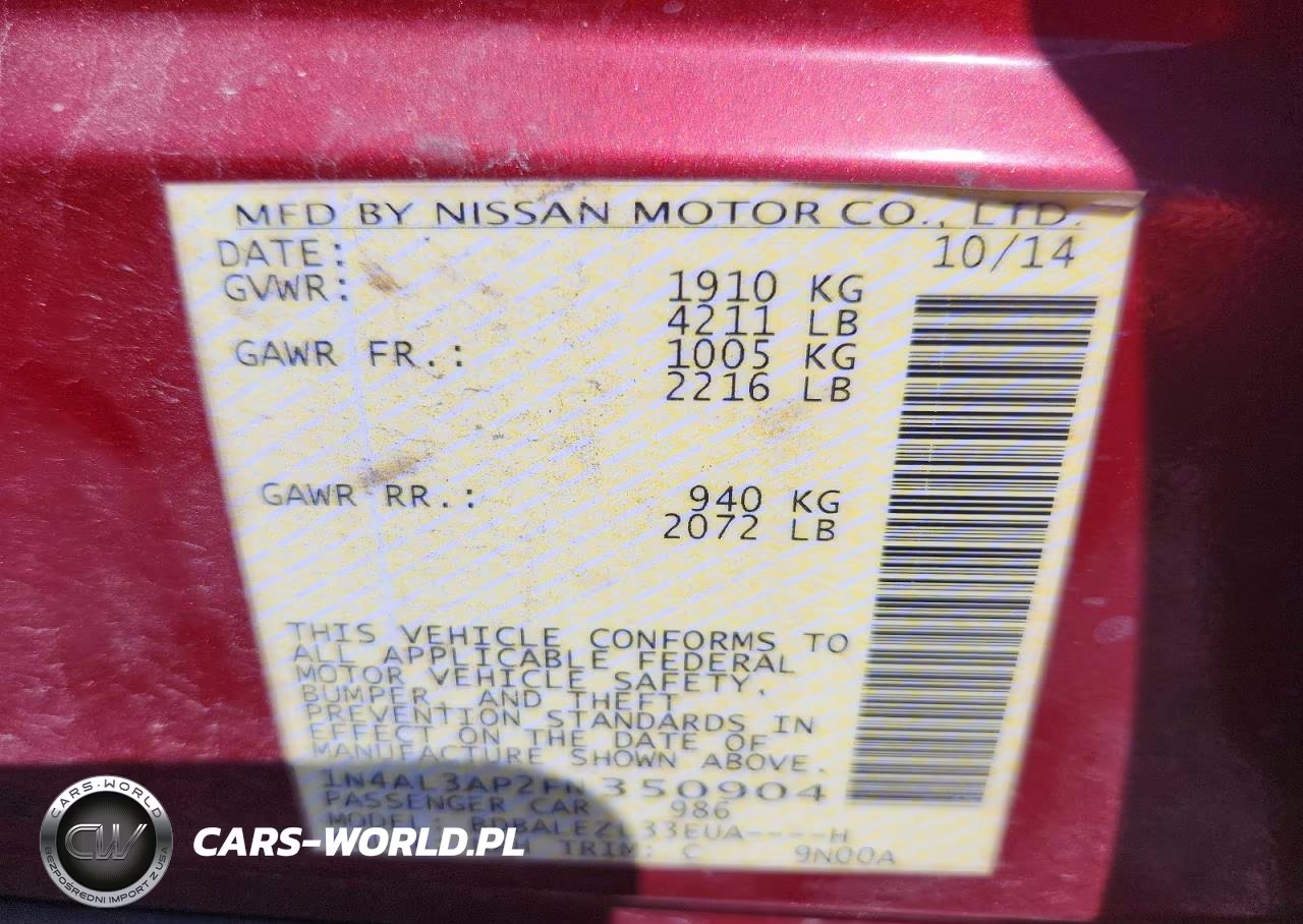 2015 Nissan Altima 2.5 S VIN:1N4AL3AP2FN350904 - 13