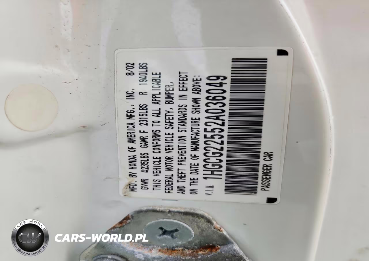 2002 Honda Accord Ex VIN:1HGCG22552A036049 - 12