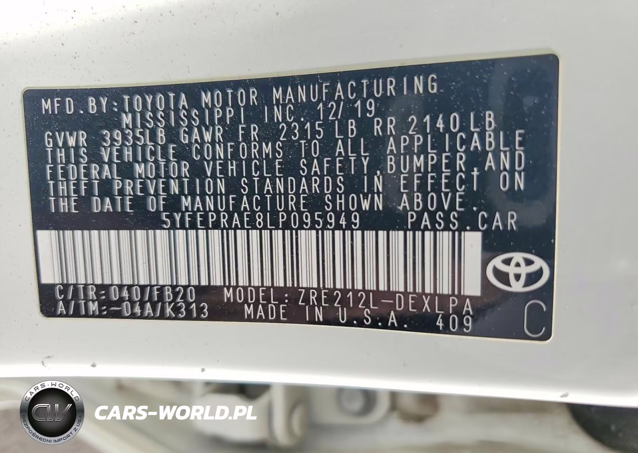 2020 Toyota Corolla Le VIN:5YFEPRAE8LP095949 - 13