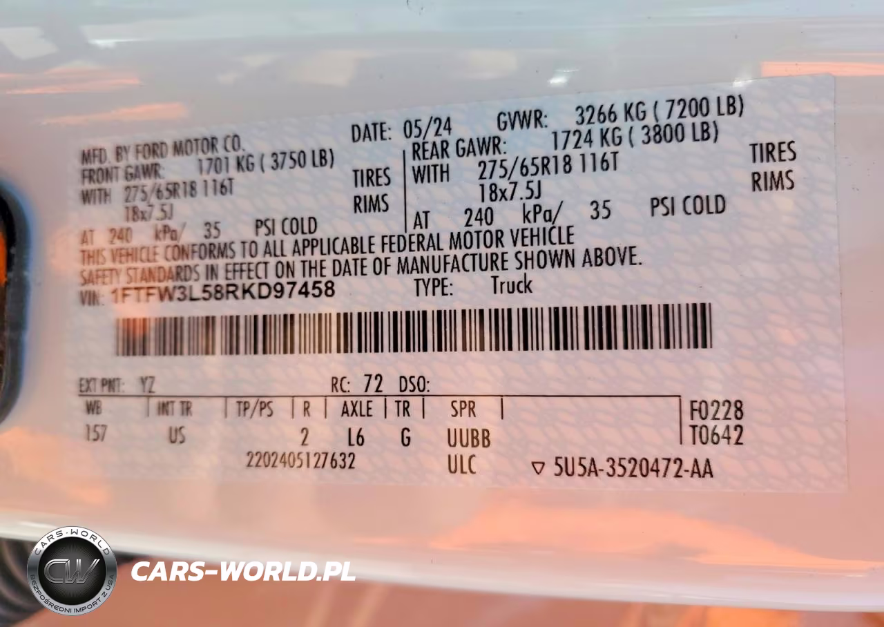 2024 Ford F150 Xlt VIN:1FTFW3L58RKD97458 - 12