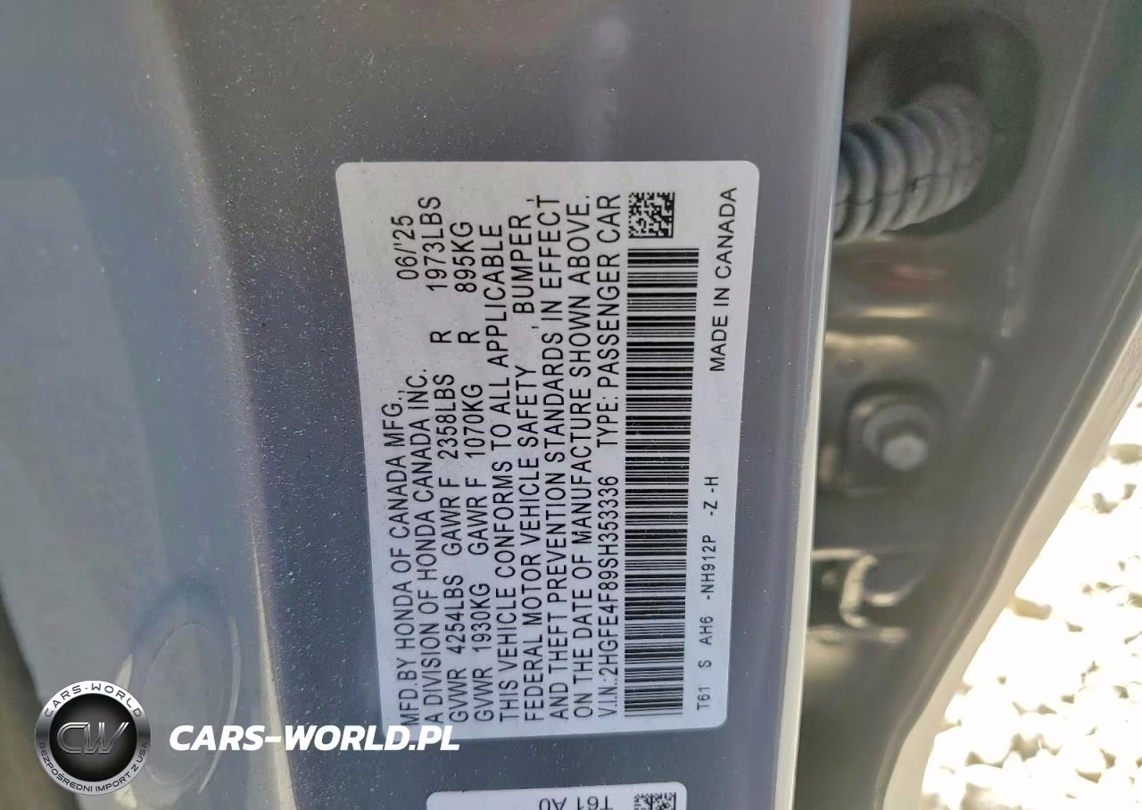 2025 Honda Civic Sport VIN:2HGFE4F89SH353336 - 13