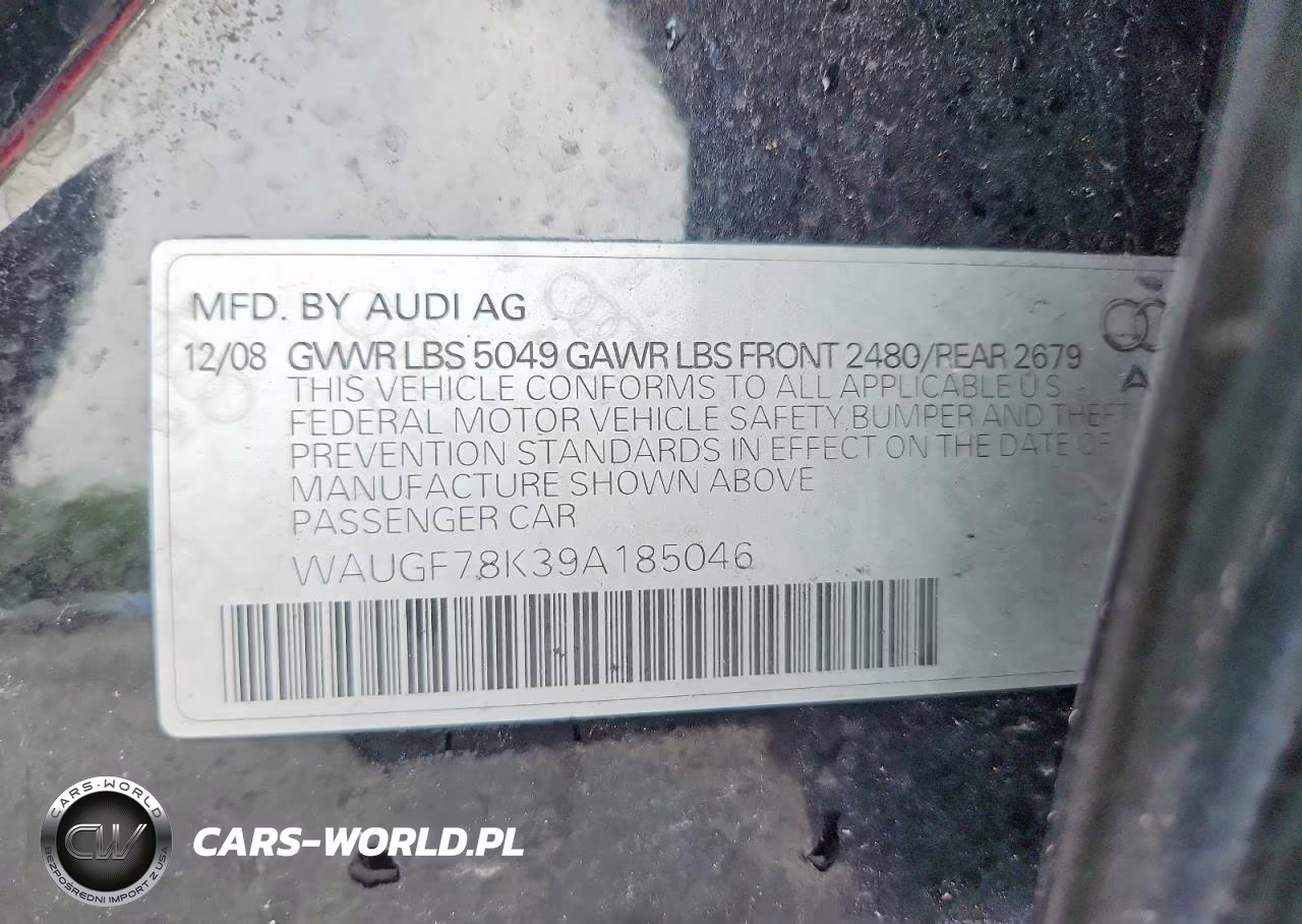 2009 Audi A4 Premium Plus VIN:WAUGF78K39A185046 - 12