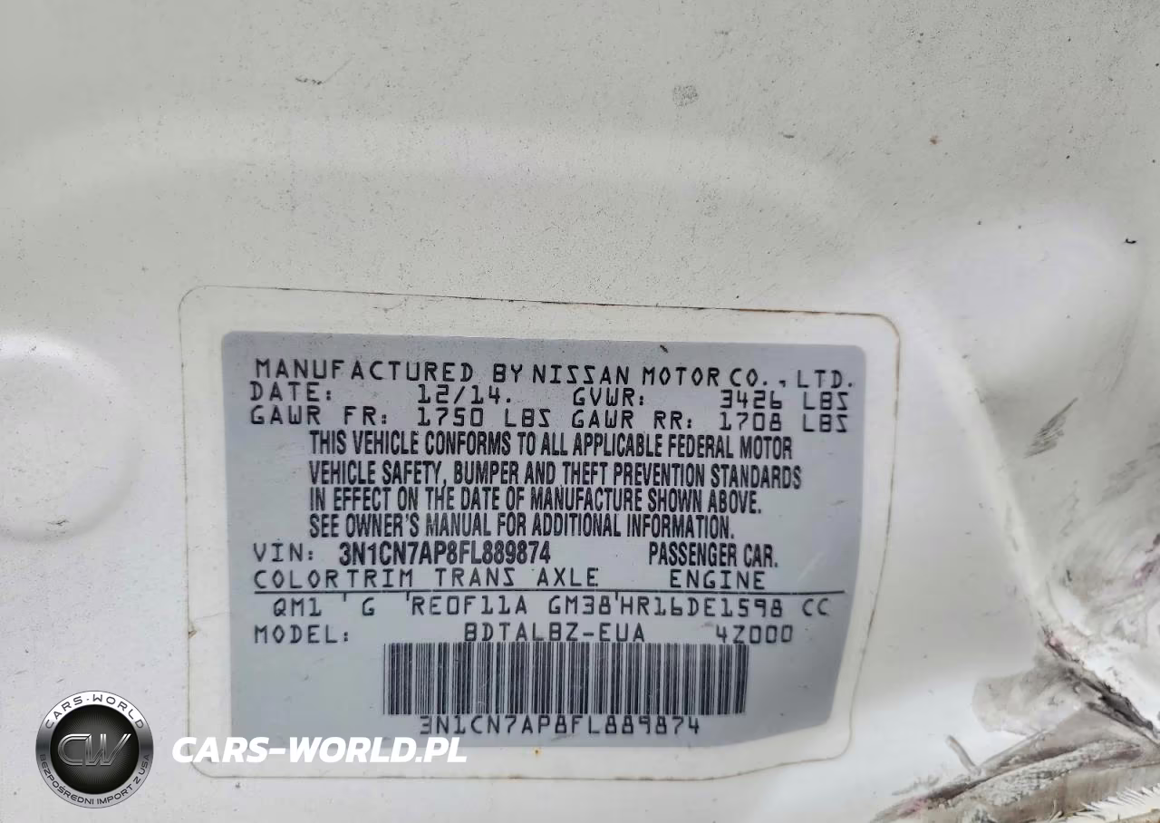 2015 Nissan Versa 1.6 Sv VIN:3N1CN7AP8FL889874 - 12