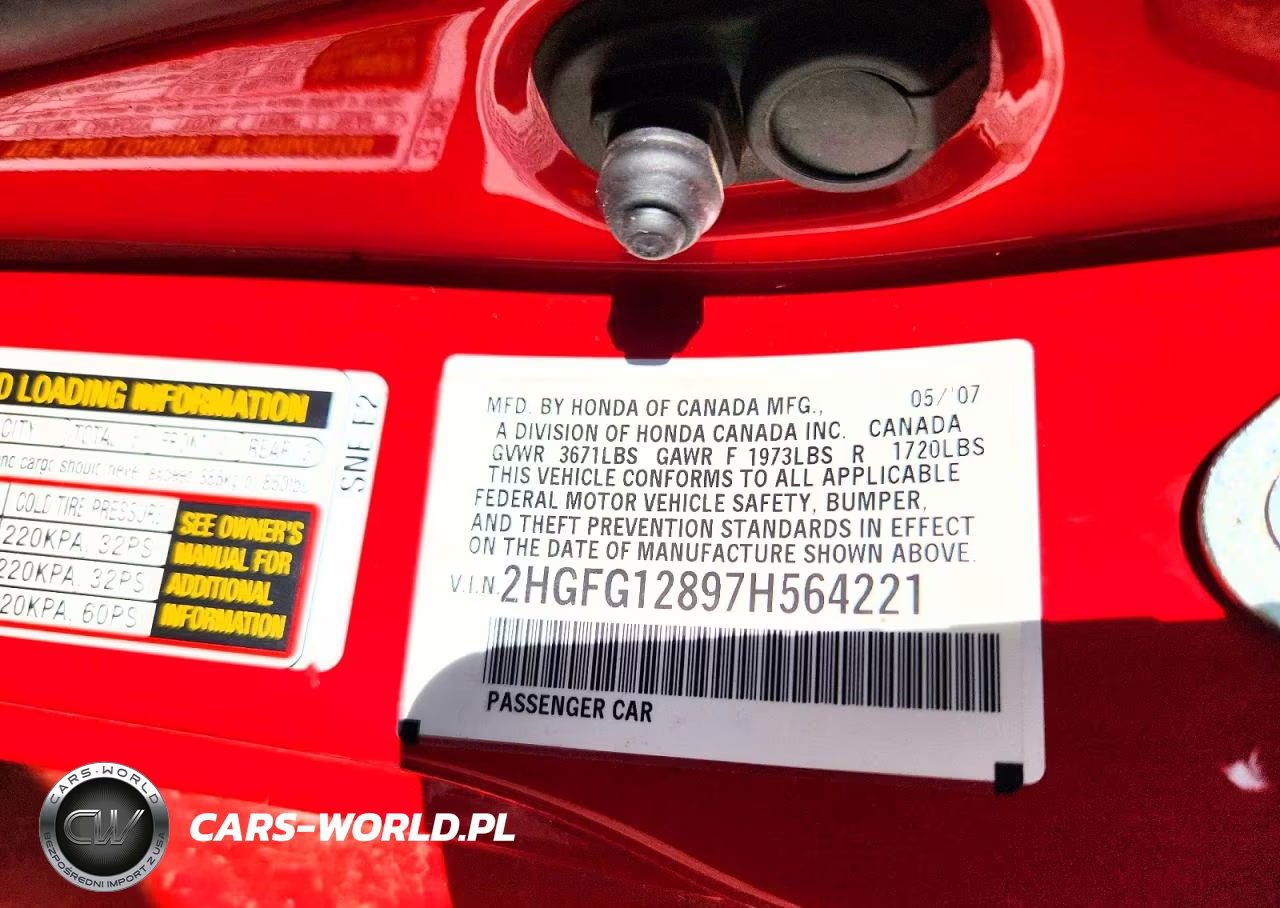 2007 Honda Civic Ex VIN:2HGFG12897H564221 - 12