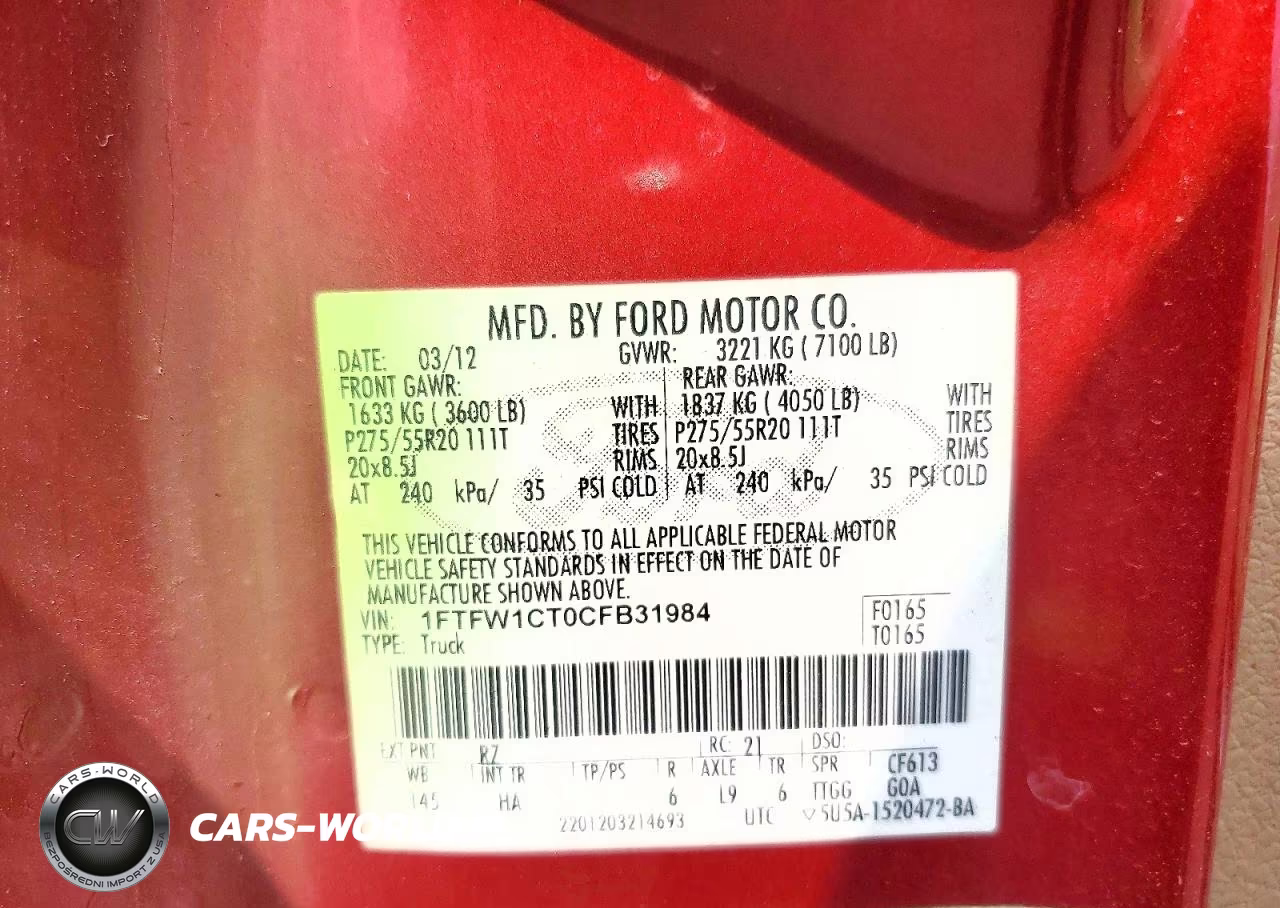 2012 Ford F150 Supercrew VIN:1FTFW1CT0CFB31984 - 12
