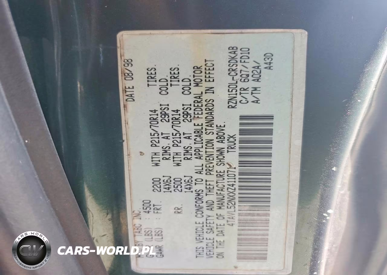 1999 Toyota Tacoma Base VIN:4TAVL52NXXZ411071 - 12