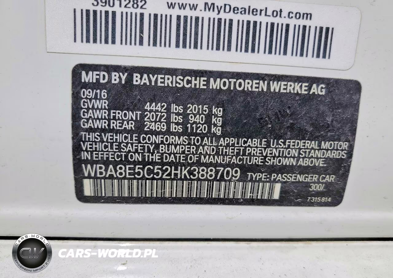 2017 BMW 328 D VIN:WBA8E5C52HK388709 - 12