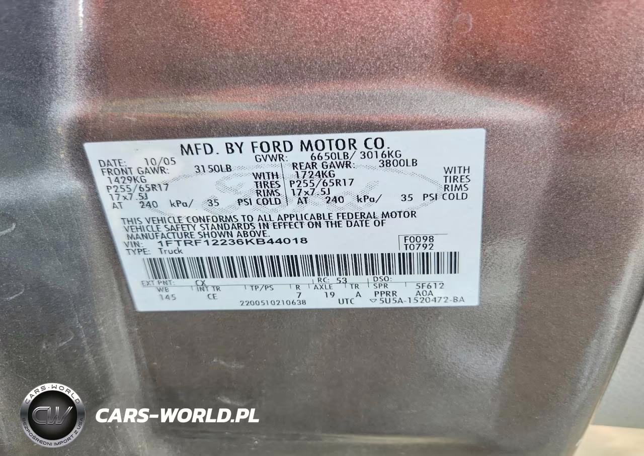 2006 Ford F150 VIN:1FTRF12236KB44018 - 12