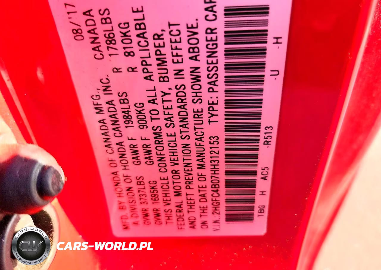 2017 Honda Civic Lx VIN:2HGFC4B07HH312153 - 13