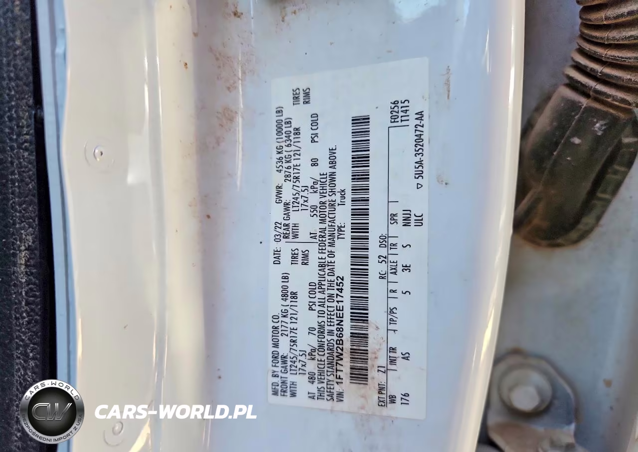 2022 Ford F250 Super Duty VIN:1FT7W2B68NEE17452 - 12