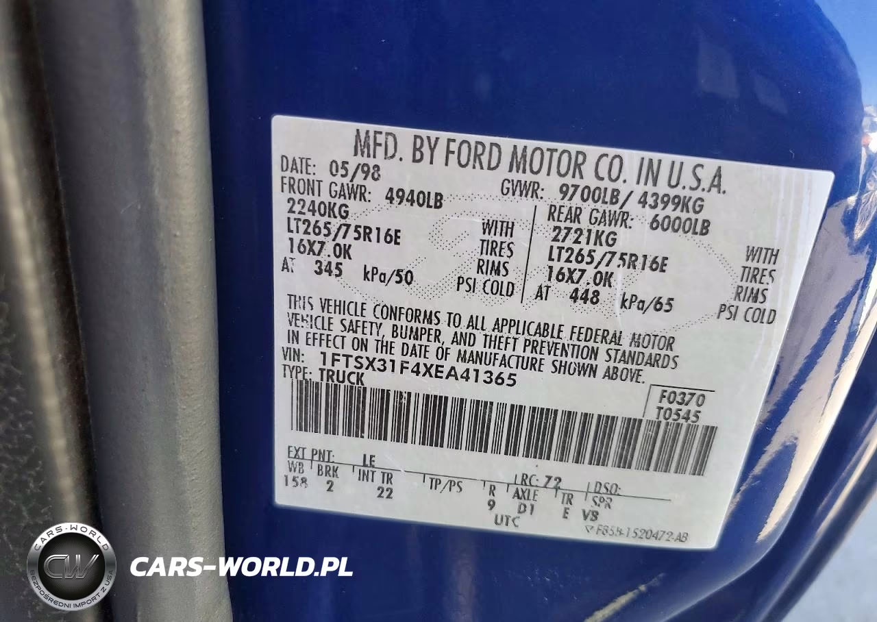 1999 Ford F350 Srw Super Duty VIN:1FTSX31F4XEA41365 - 13