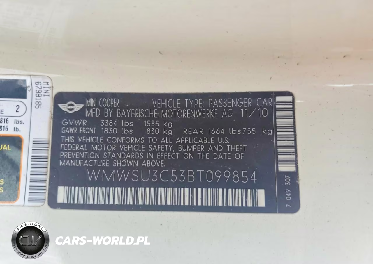 2011 Mini Cooper VIN:WMWSU3C53BT099854 - 12