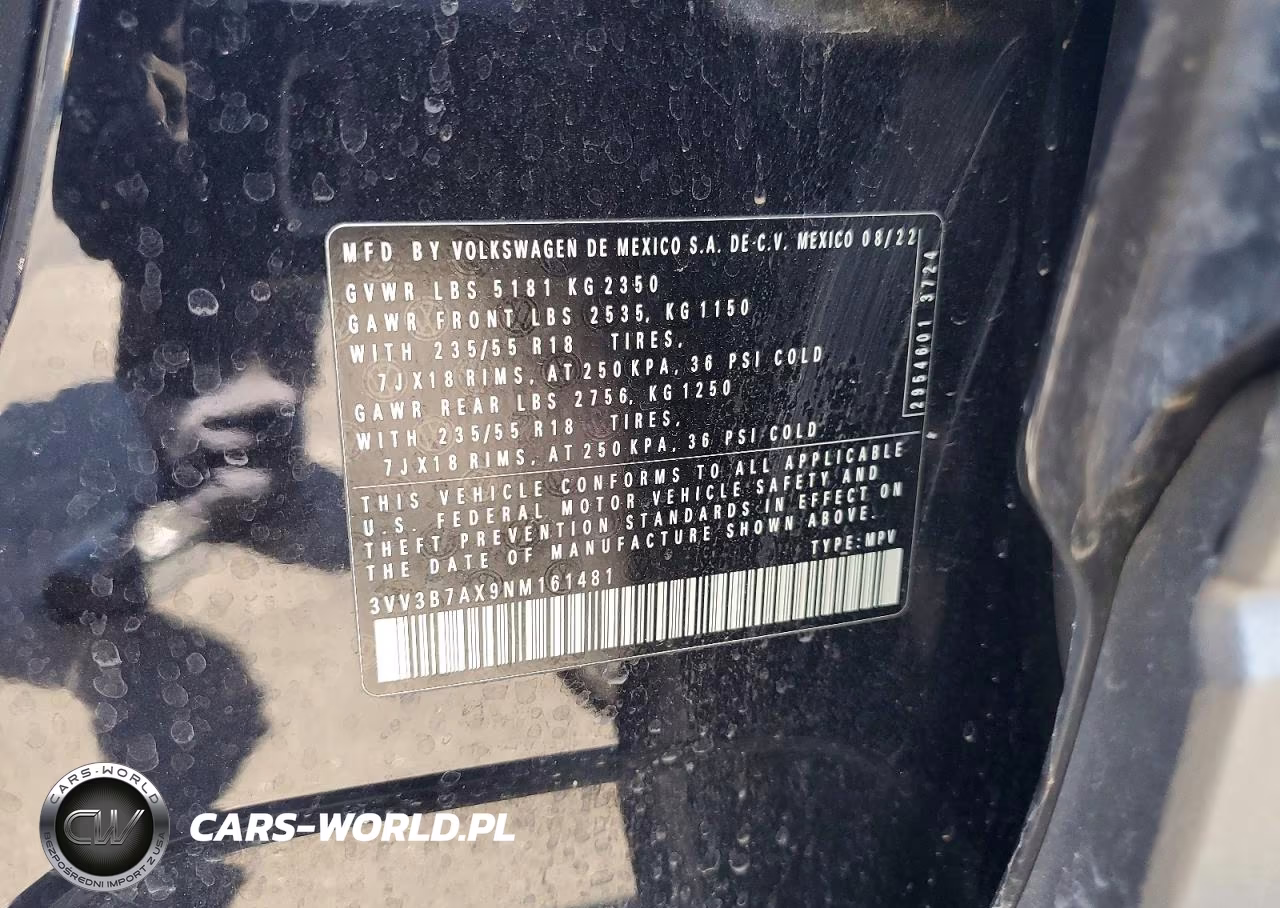 2022 Volkswagen Tiguan Se VIN:3VV3B7AX9NM161481 - 13