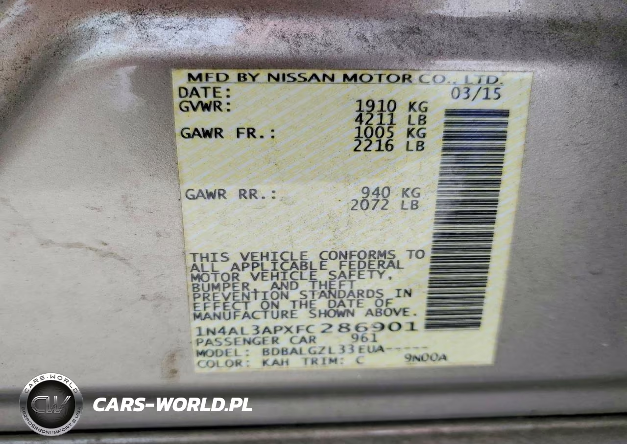 2015 Nissan Altima 2.5 S VIN:1N4AL3APXFC286901 - 12