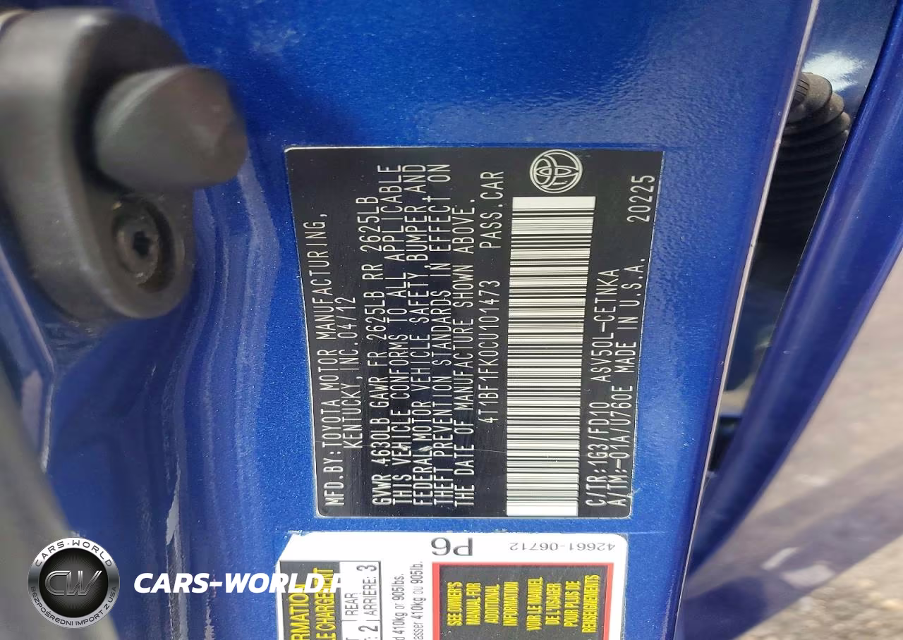 2012 Toyota Camry Le VIN:4T1BF1FK0CU101473 - 12