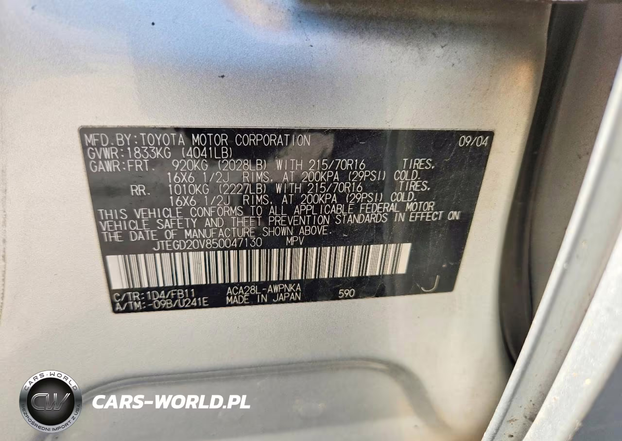 2005 Toyota Rav4 Base VIN:JTEGD20V850047130 - 12