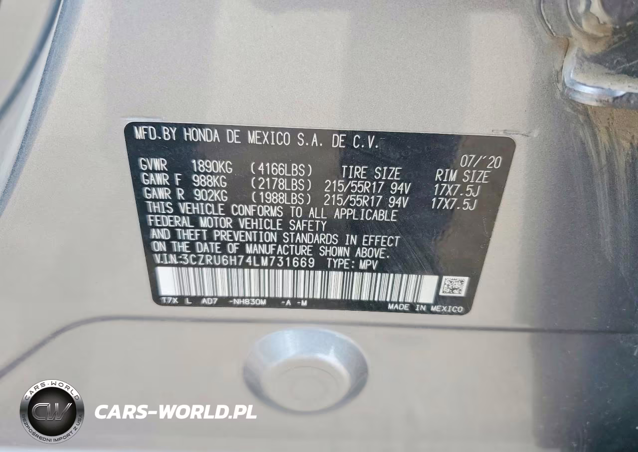 2020 Honda Hr-V Exl VIN:3CZRU6H74LM731669 - 13
