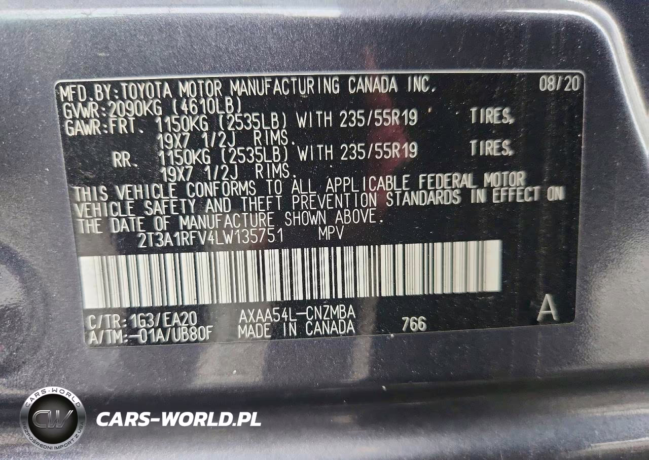 2020 Toyota Rav4 Xle Premium VIN:2T3A1RFV4LW135751 - 14