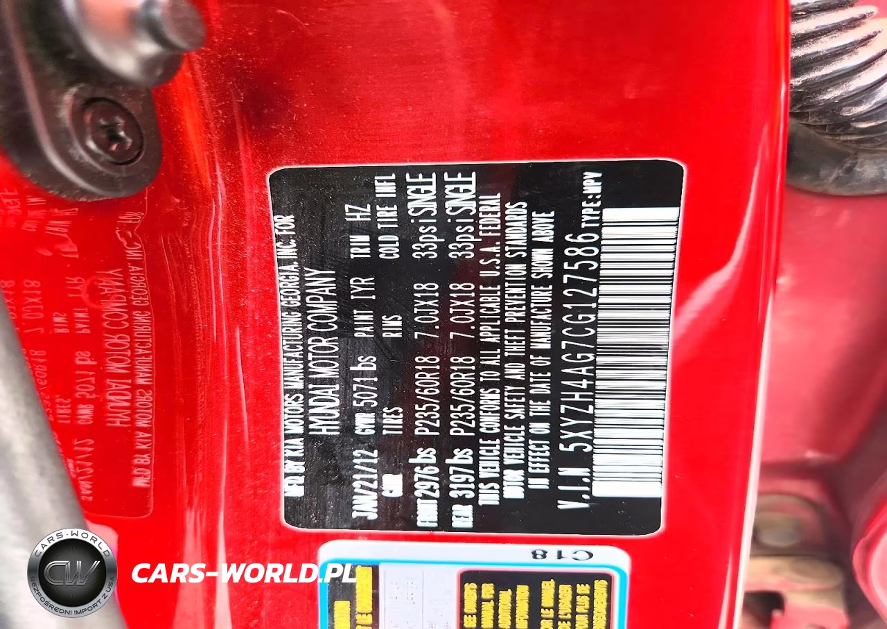 2012 Hyundai Santa Fe Se VIN:5XYZH4AG7CG127586 - 13