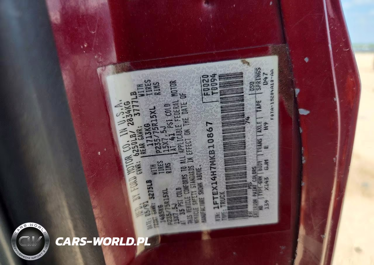 1991 Ford F150 VIN:1FTEX14H7MKB10867 - 12