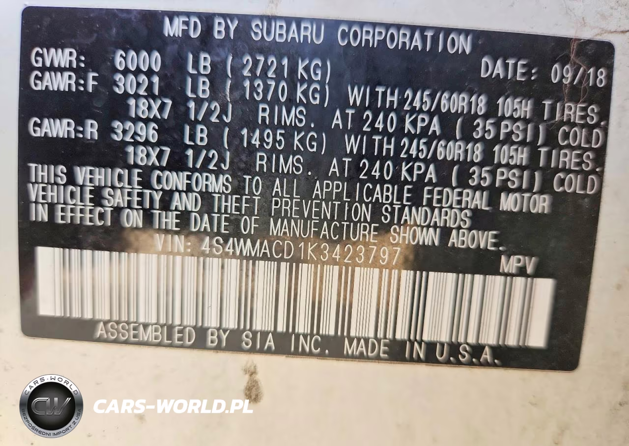 2019 Subaru Ascent Premium VIN:4S4WMACD1K3423797 - 14