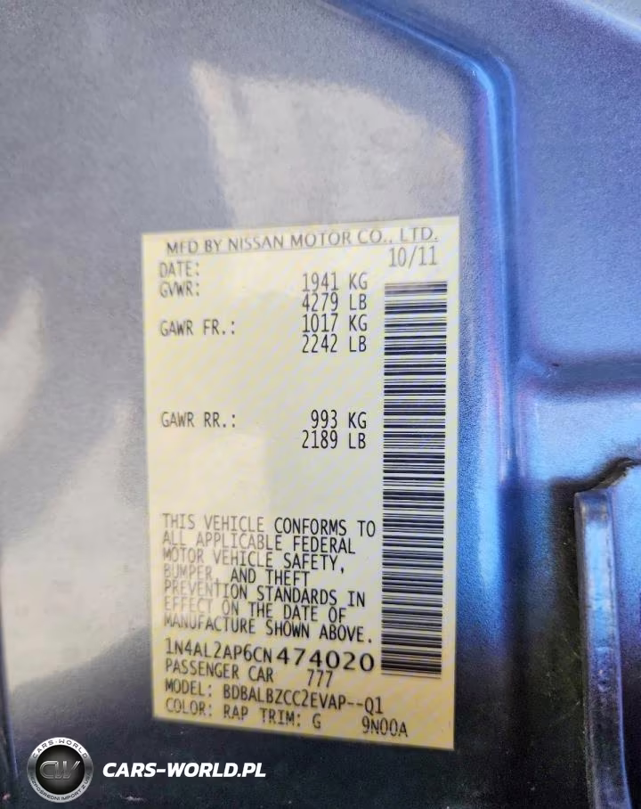 2012 Nissan Altima 2.5 VIN:1N4AL2AP6CN474020 - 12