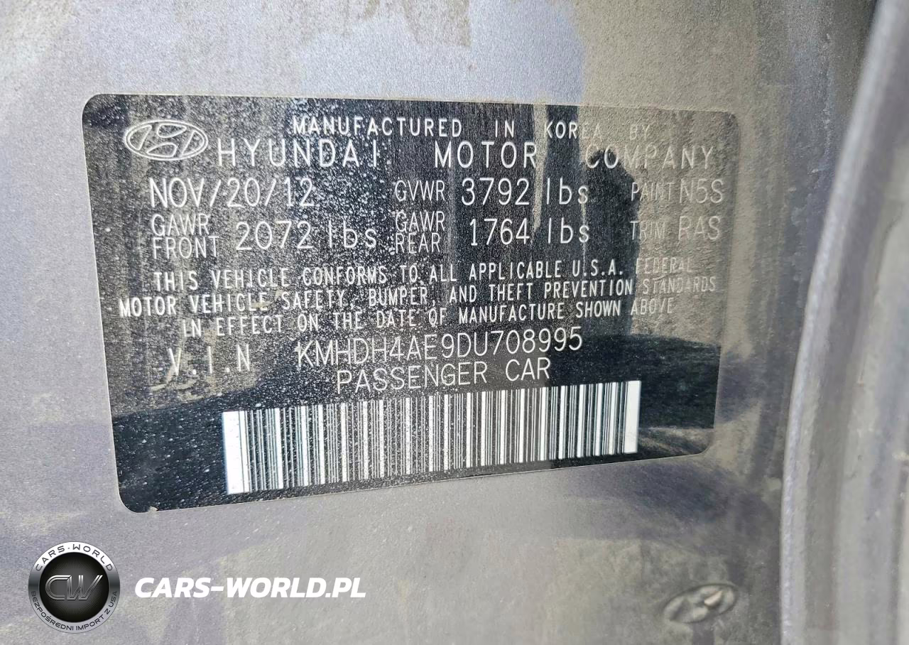 2013 Hyundai Elantra Gls VIN:KMHDH4AE9DU708995 - 12