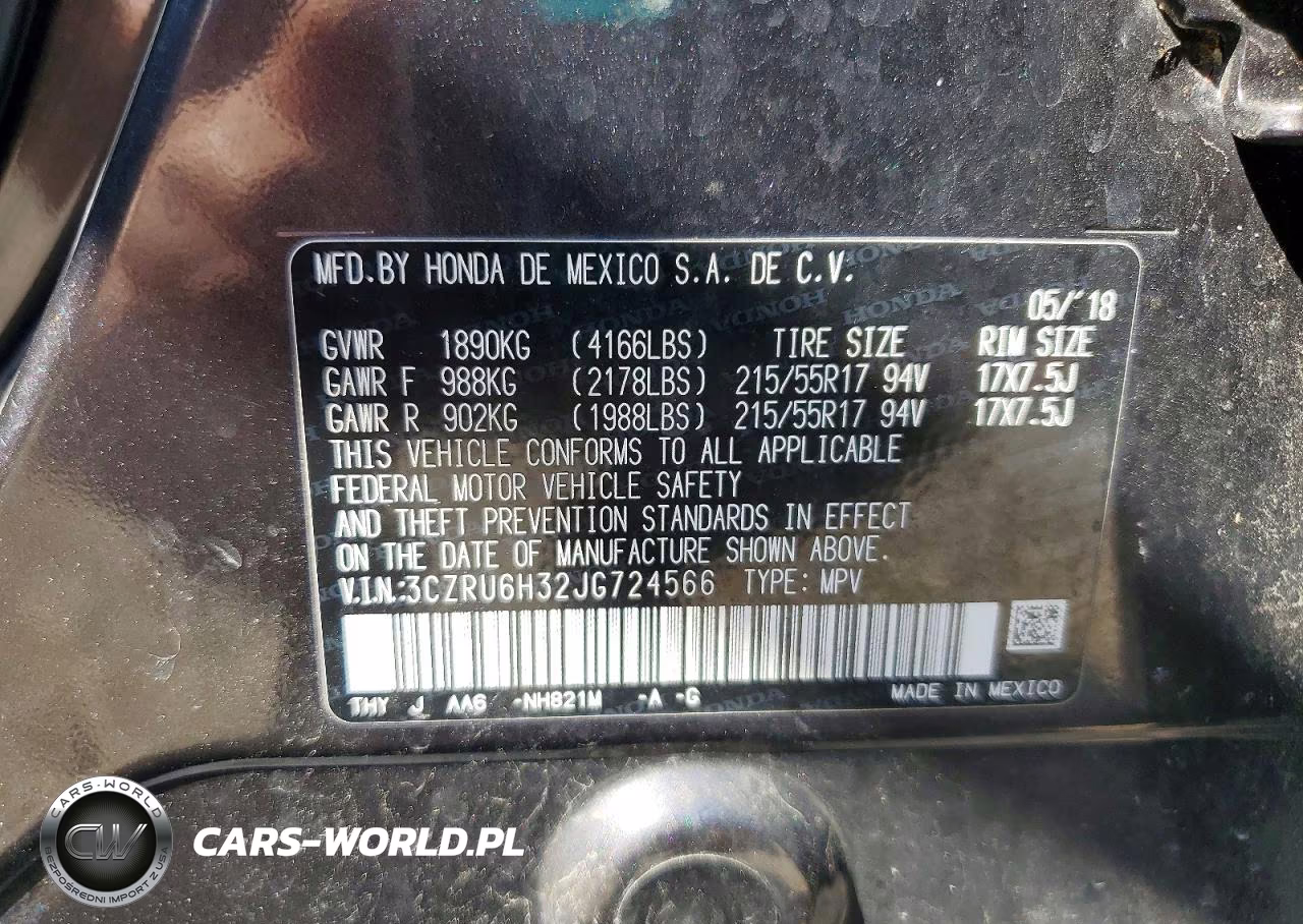 2018 Honda Hr-V Lx VIN:3CZRU6H32JG724566 - 12