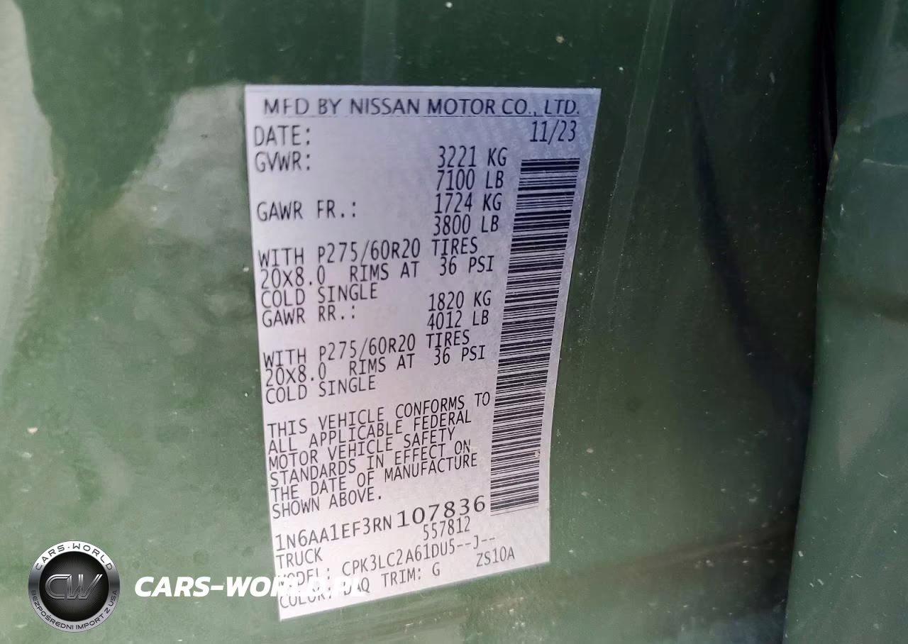 2024 Nissan Titan Sv 4X2 VIN:1N6AA1EF3RN107836 - 12