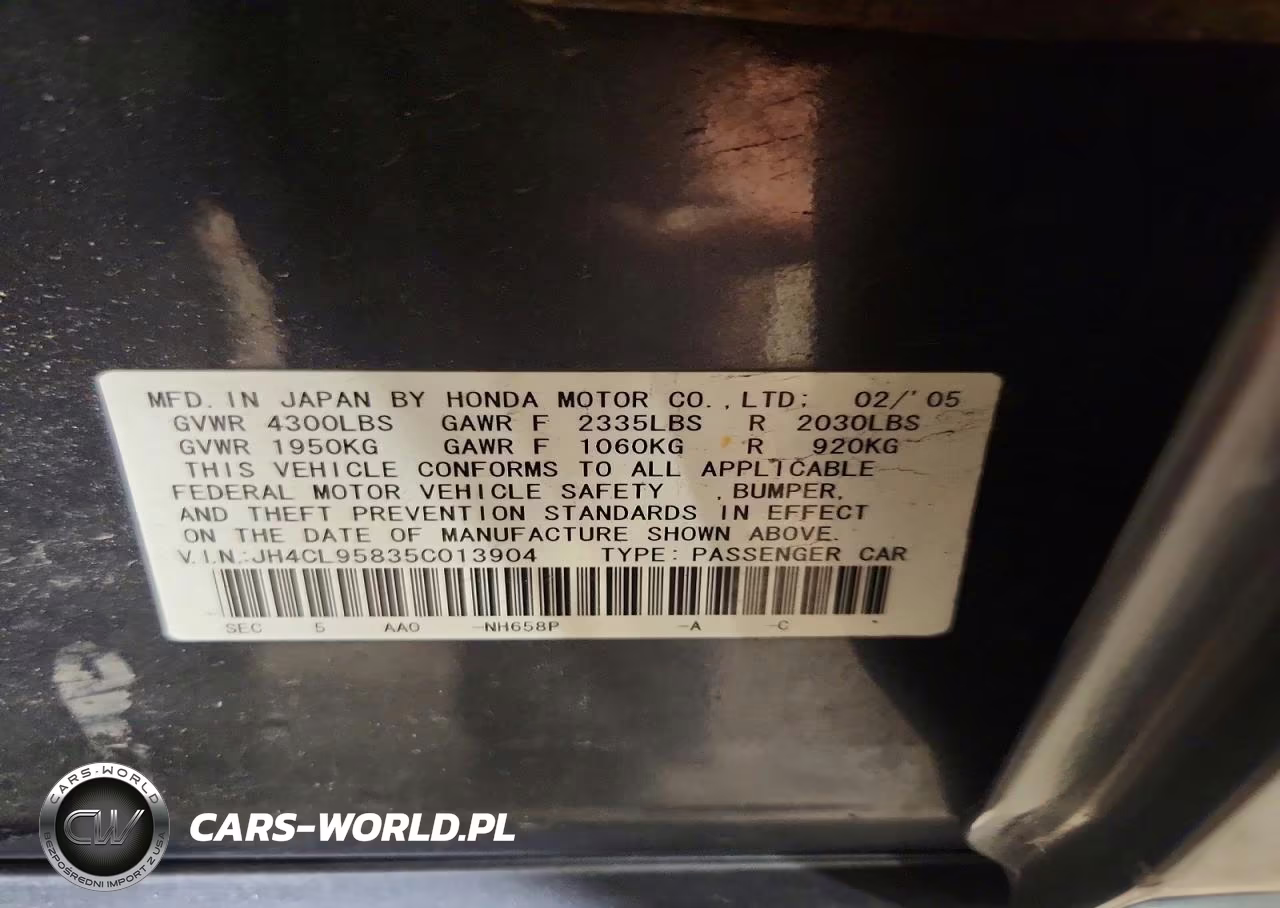 2005 Acura Tsx VIN:JH4CL95835C013904 - 12