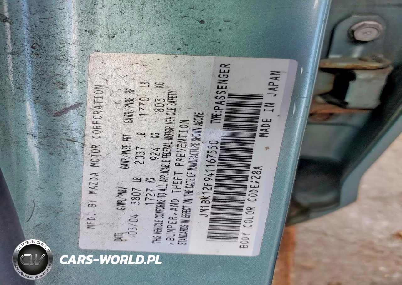 2004 Mazda 3 I VIN:JM1BK12F941167550 - 12