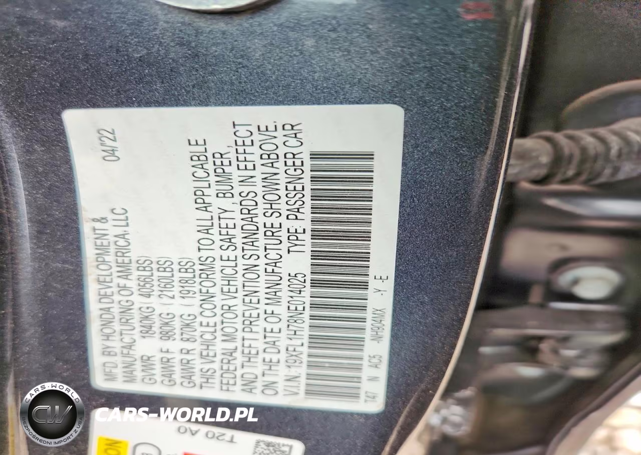 2022 Honda Civic Exl VIN:19XFL1H78NE014025 - 12
