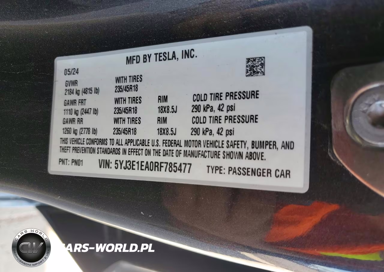 2024 Tesla Model 3 VIN:5YJ3E1EA0RF785477 - 13