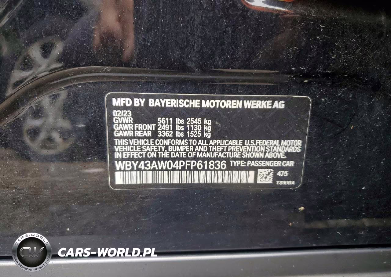 2023 BMW I4 Edrive 35 VIN:WBY43AW04PFP61836 - 13